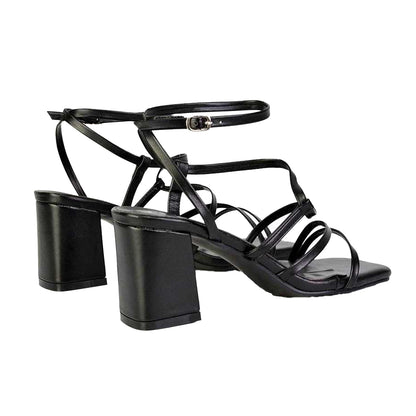 Black - Back - XY London Womens-Ladies Jesy Crossover Square Toe Sandals