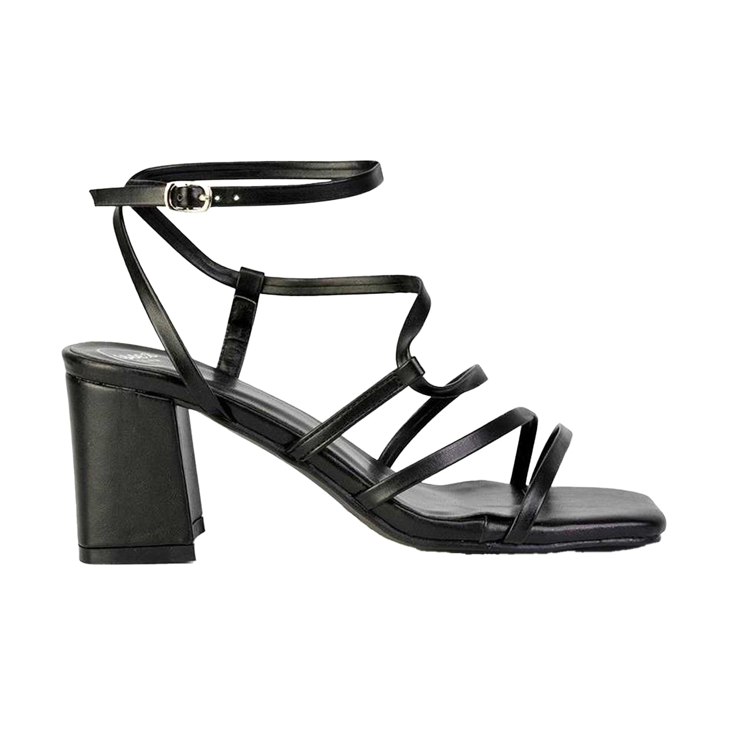Black - Side - XY London Womens-Ladies Jesy Crossover Square Toe Sandals