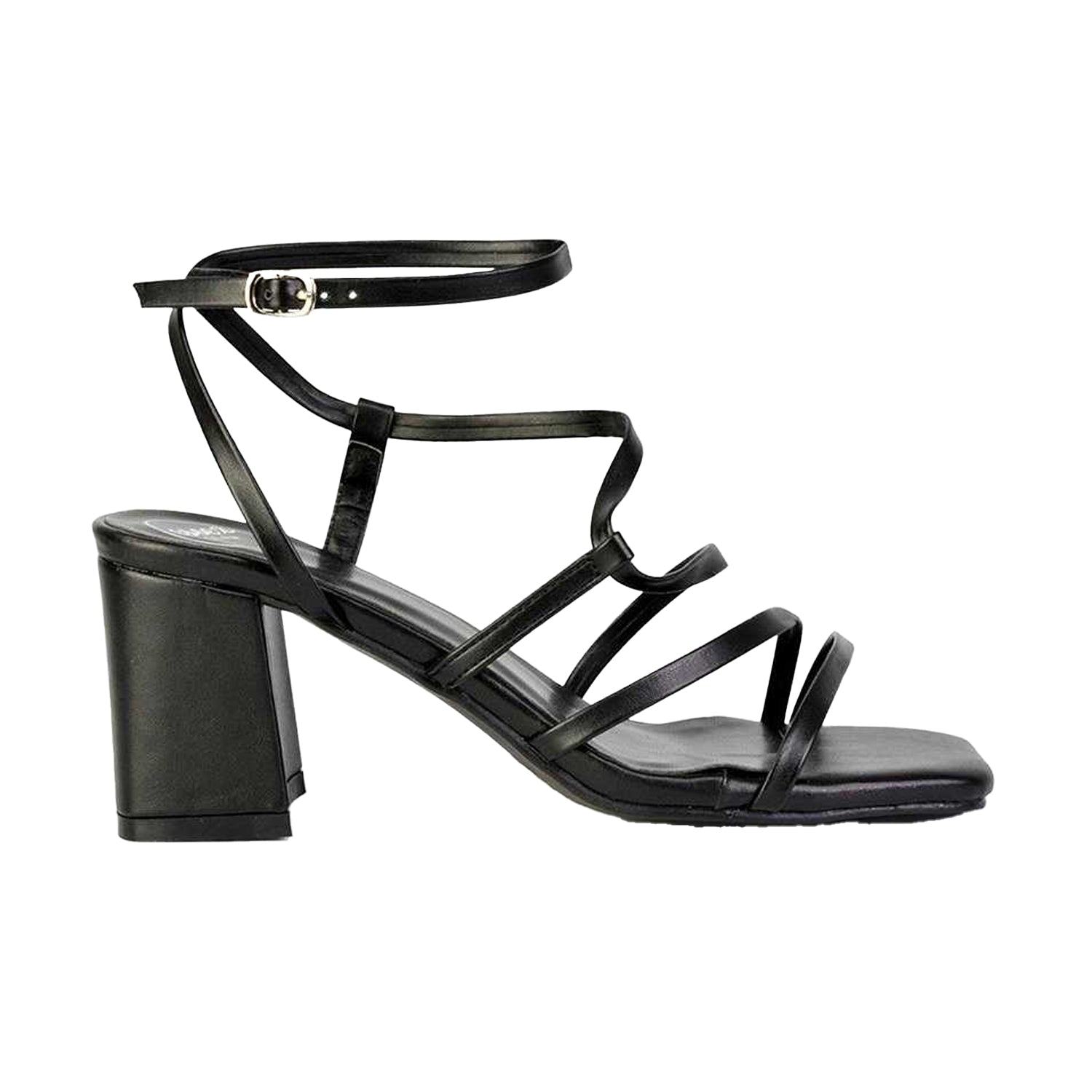 Black - Side - XY London Womens-Ladies Jesy Crossover Square Toe Sandals