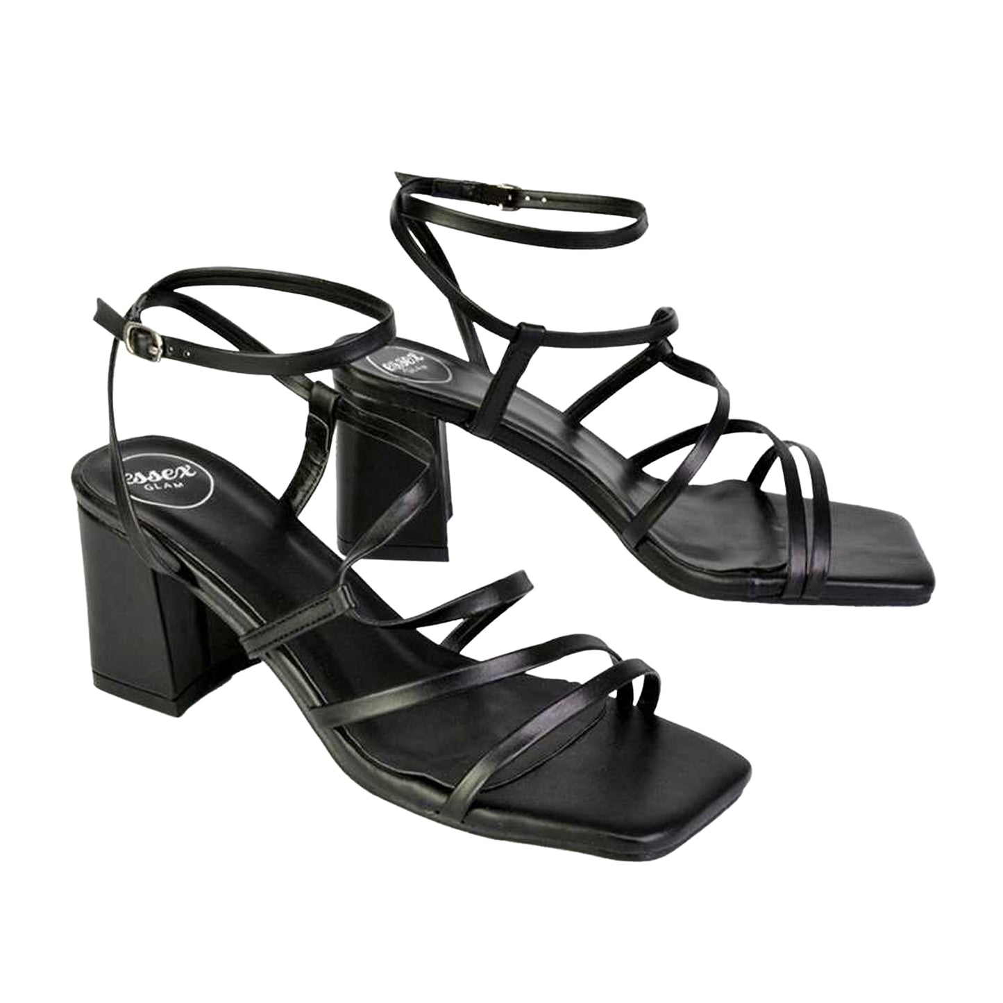 Black - Lifestyle - XY London Womens-Ladies Jesy Crossover Square Toe Sandals