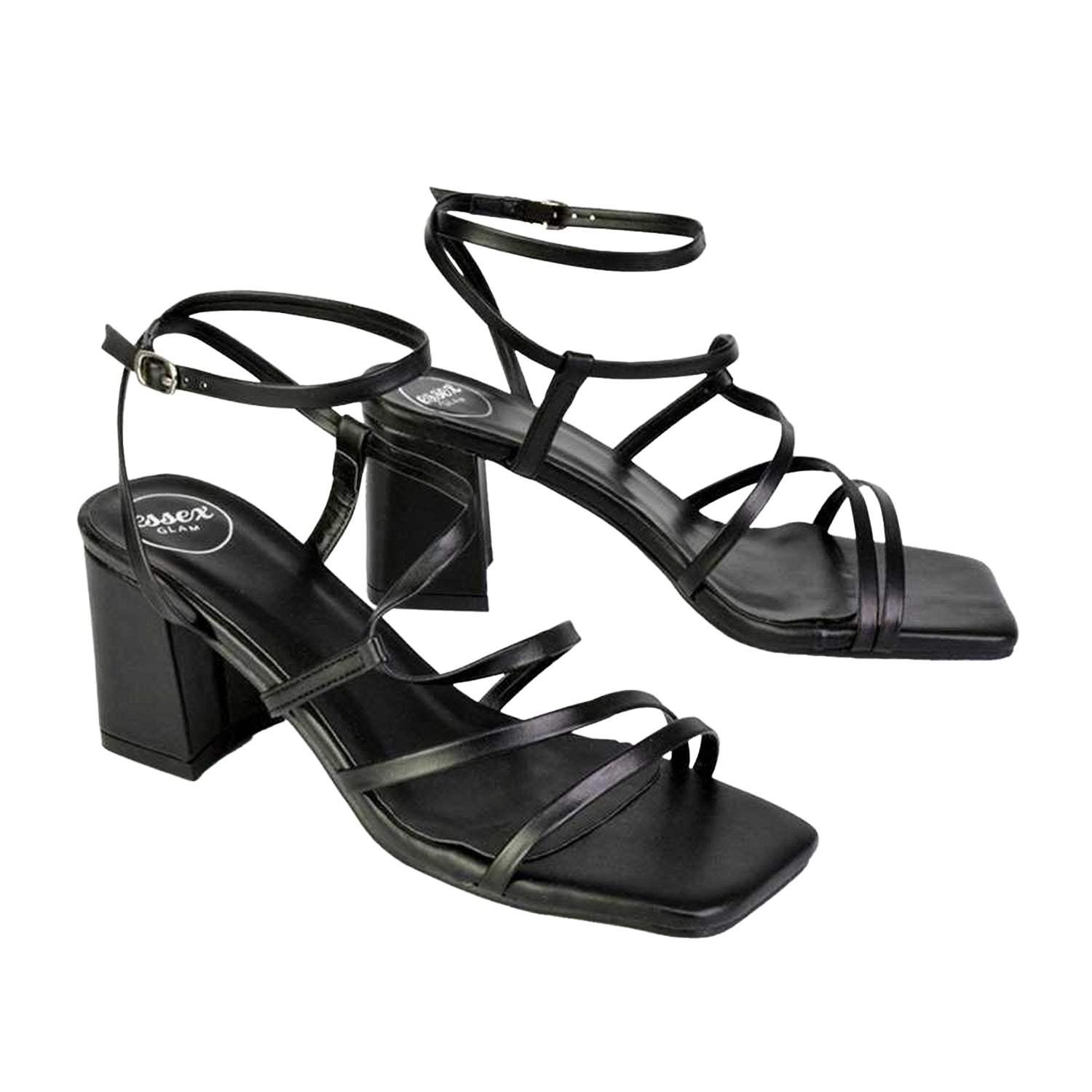 Black - Lifestyle - XY London Womens-Ladies Jesy Crossover Square Toe Sandals