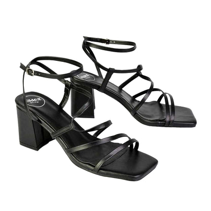 Black - Lifestyle - XY London Womens-Ladies Jesy Crossover Square Toe Sandals