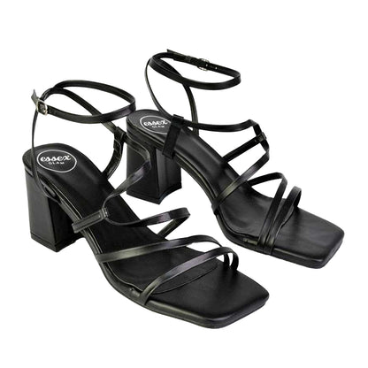 Black - Front - XY London Womens-Ladies Jesy Crossover Square Toe Sandals