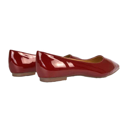 Cherry Red - Back - XY London Womens-Ladies Cordelia Patent Pointed Ballerina Flats