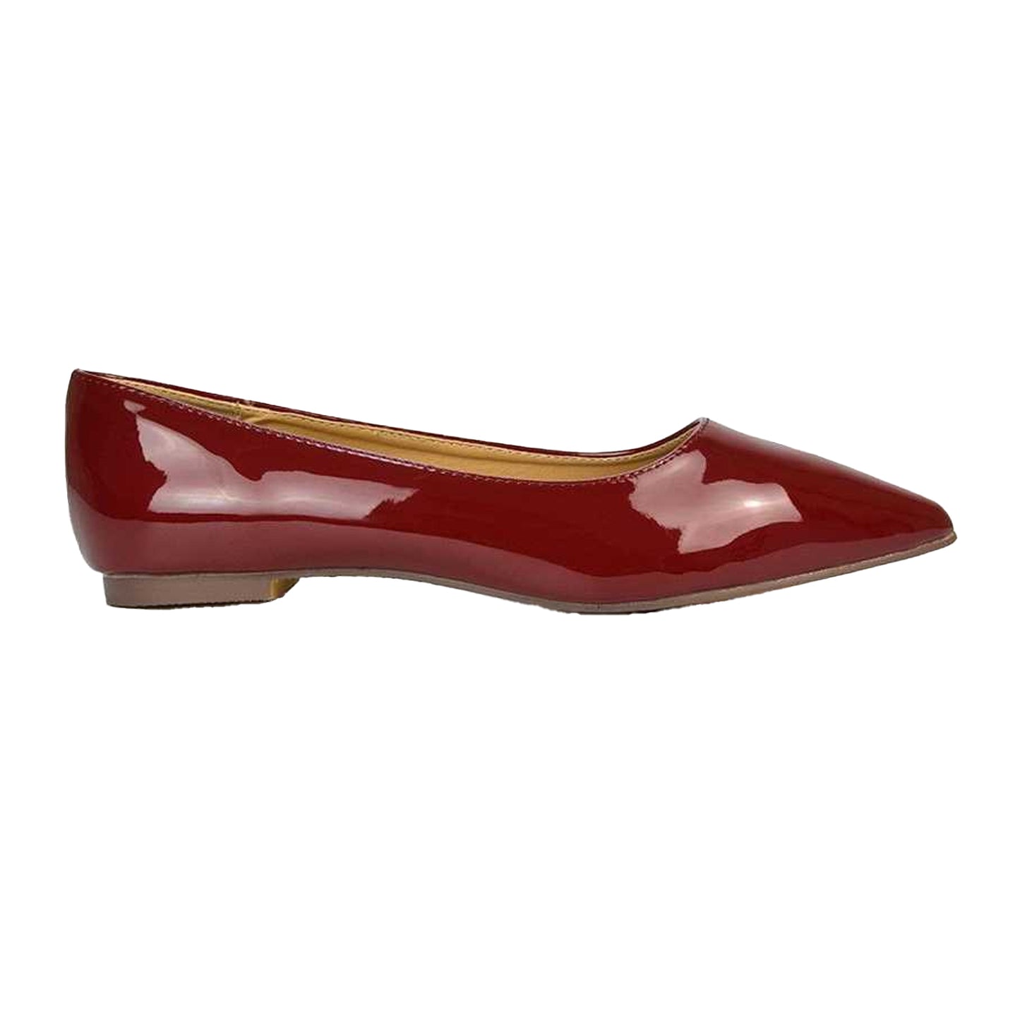 Cherry Red - Side - XY London Womens-Ladies Cordelia Patent Pointed Ballerina Flats