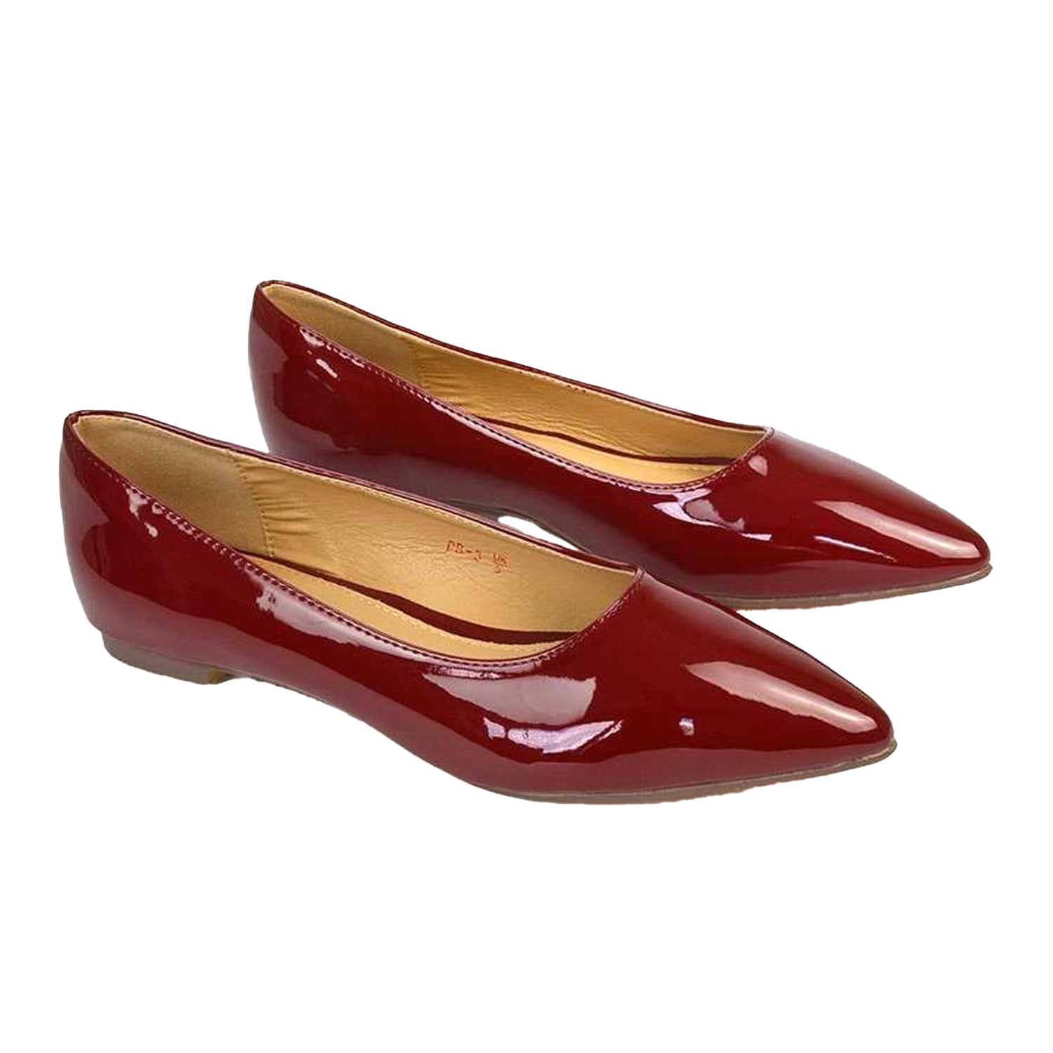 Cherry Red - Lifestyle - XY London Womens-Ladies Cordelia Patent Pointed Ballerina Flats