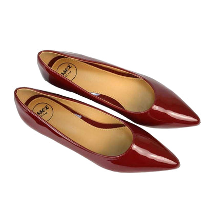Cherry Red - Pack Shot - XY London Womens-Ladies Cordelia Patent Pointed Ballerina Flats