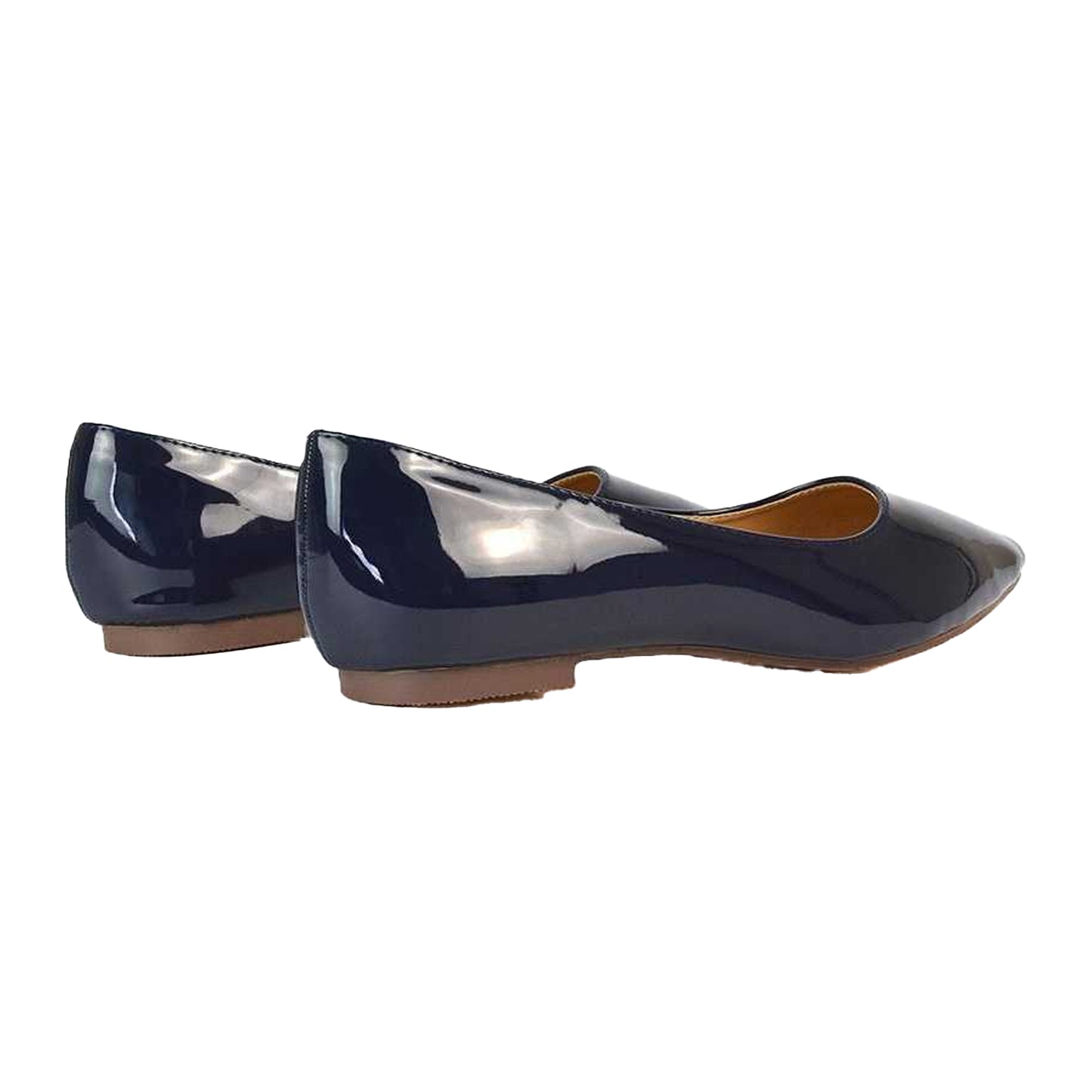 Navy - Back - XY London Womens-Ladies Cordelia Patent Pointed Ballerina Flats