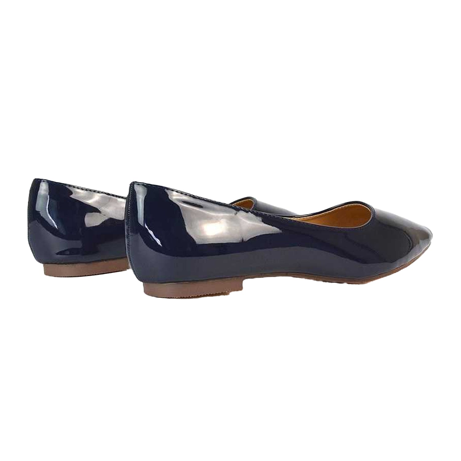 Navy - Back - XY London Womens-Ladies Cordelia Patent Pointed Ballerina Flats