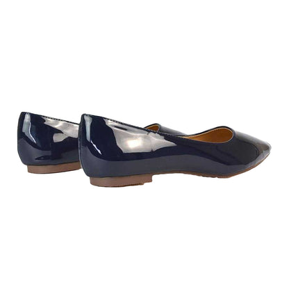 Navy - Back - XY London Womens-Ladies Cordelia Patent Pointed Ballerina Flats