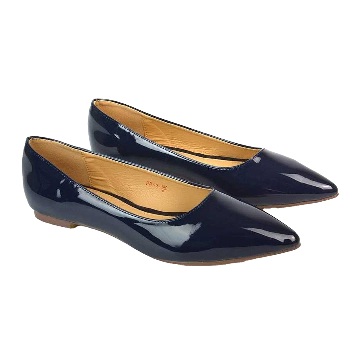 Navy - Lifestyle - XY London Womens-Ladies Cordelia Patent Pointed Ballerina Flats