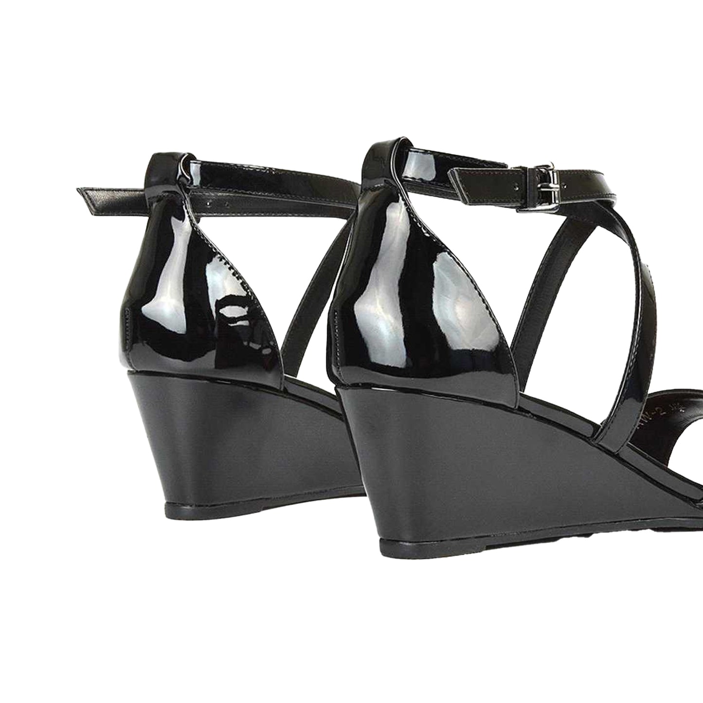 True Black - Back - XY London Womens-Ladies Kylie Strappy Low Wedge Sandals