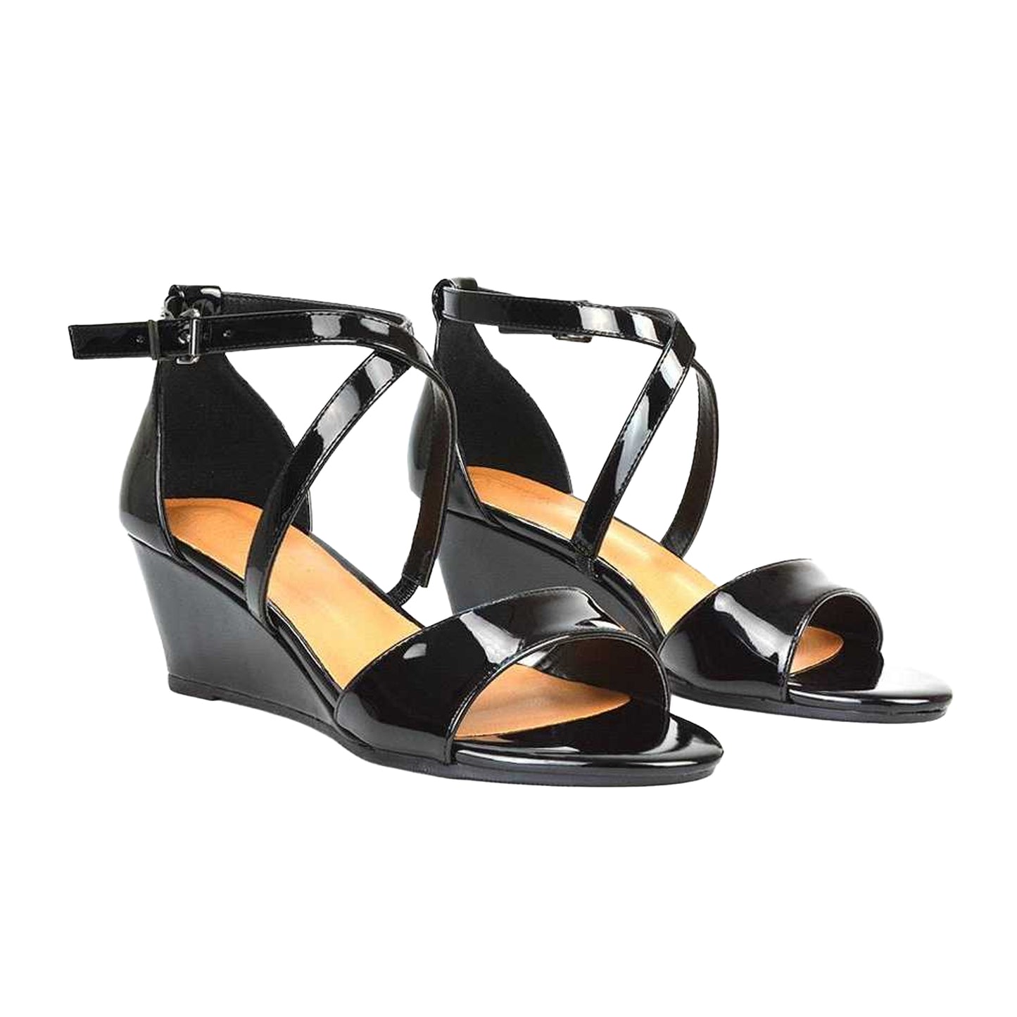 True Black - Lifestyle - XY London Womens-Ladies Kylie Strappy Low Wedge Sandals