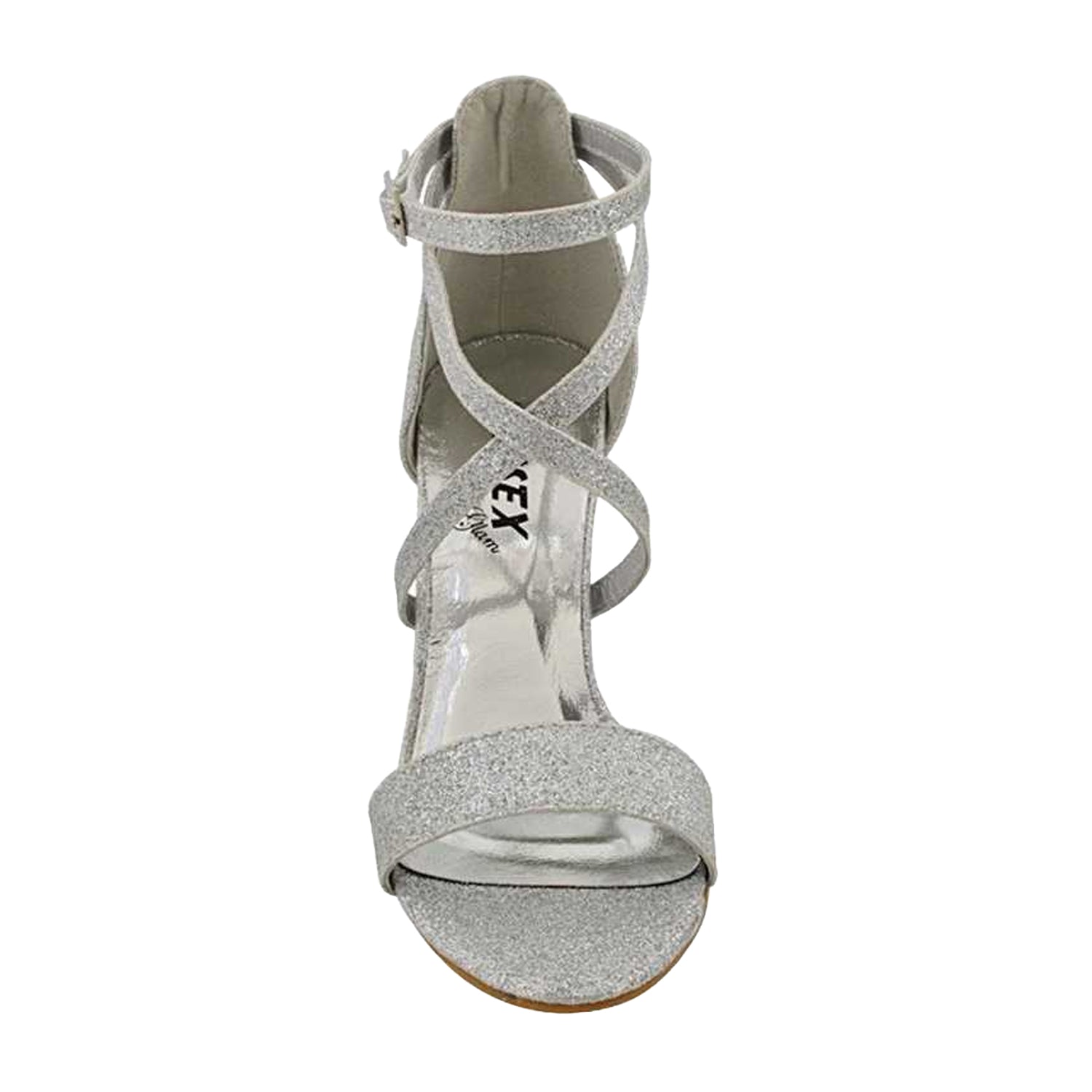 Silver - Lifestyle - XY London Womens-Ladies Briella Glitter Strappy High Block Heel Sandals