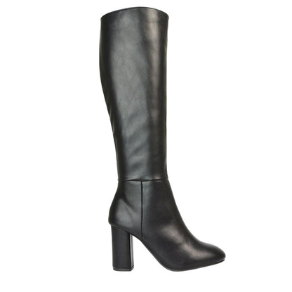 Black - Side - XY London Womens-Ladies Jen Zipped Heeled Knee-High Boots