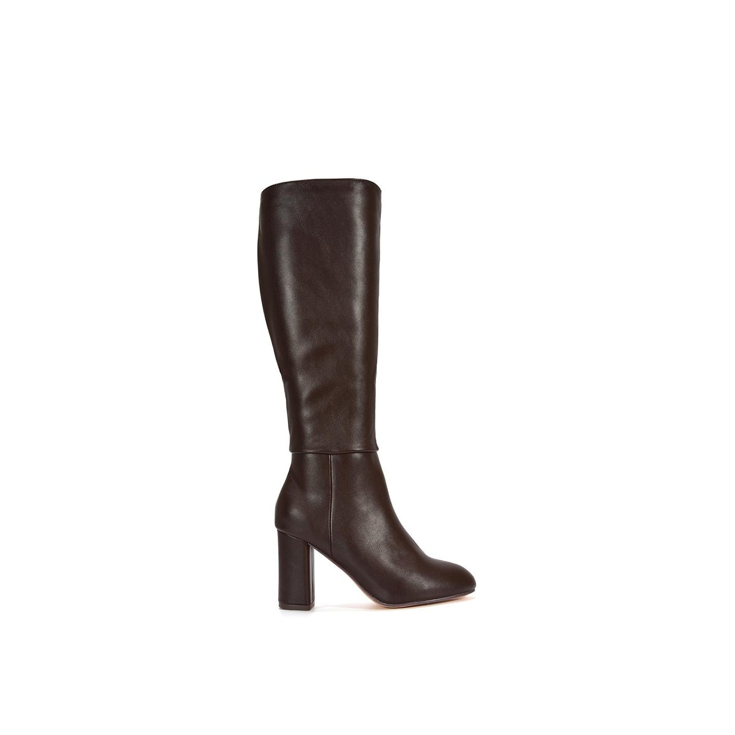 Brown - Front - XY London Womens-Ladies Jen Zipped Heeled Knee-High Boots