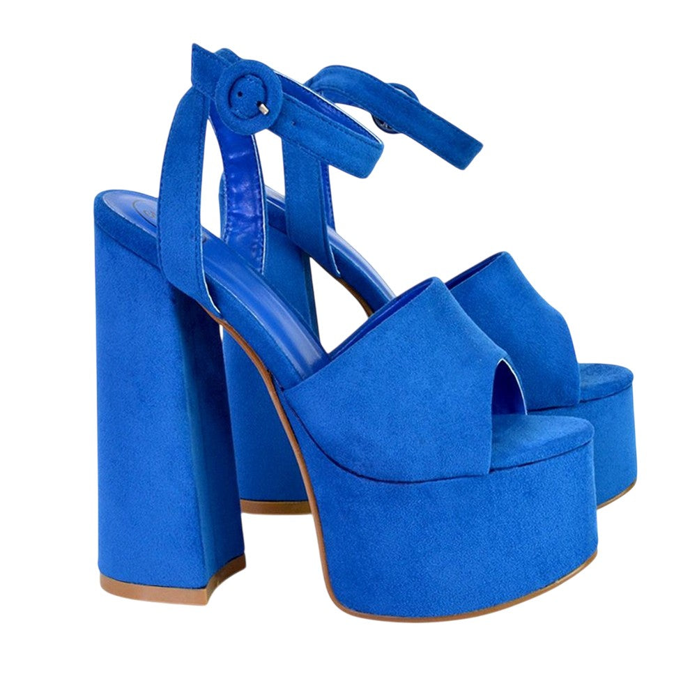 Blue - Lifestyle - XY London Womens-Ladies Pennie Block Heel High Heels