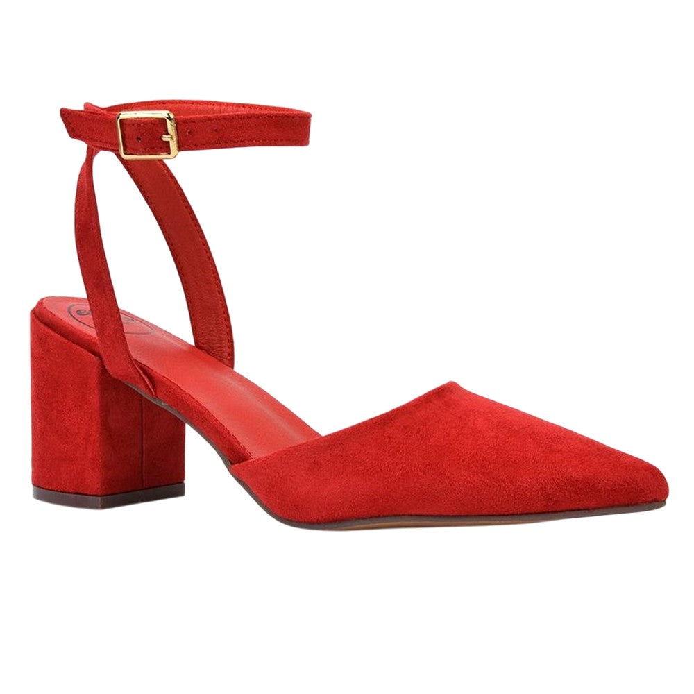 Red - Side - XY London Womens-Ladies Ronnie Strappy Medium Block Heel Sandals