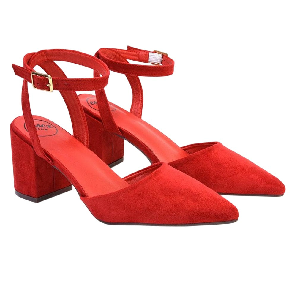 Red - Lifestyle - XY London Womens-Ladies Ronnie Strappy Medium Block Heel Sandals