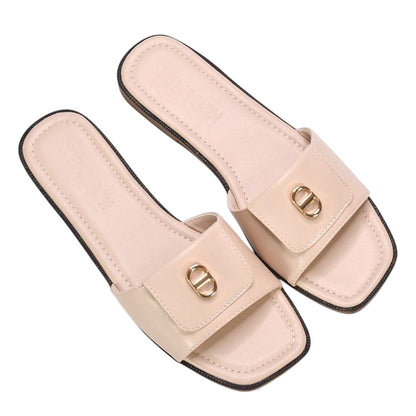 Nude - Lifestyle - XY London Womens-Ladies Leigh Buckle Detail Flat Sliders