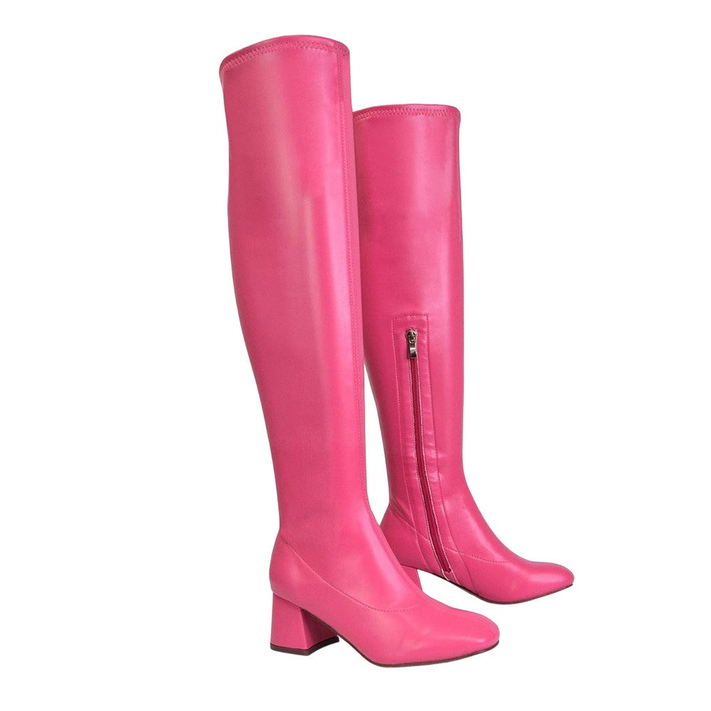 Fuchsia - Front - XY London Womens-Ladies Emmett Knee-High Boots