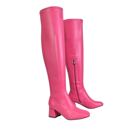 Fuchsia - Front - XY London Womens-Ladies Emmett Knee-High Boots
