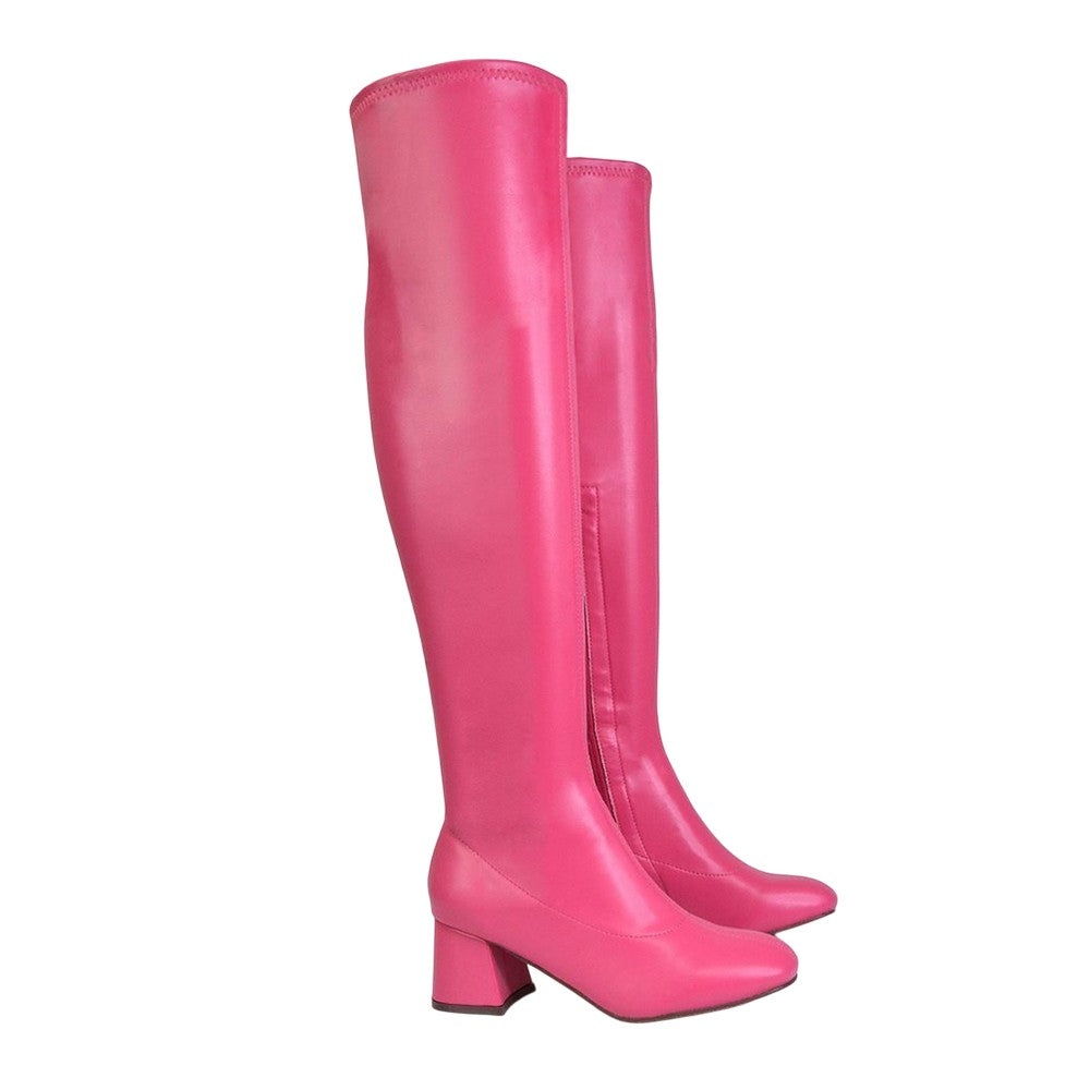Fuchsia - Side - XY London Womens-Ladies Emmett Knee-High Boots
