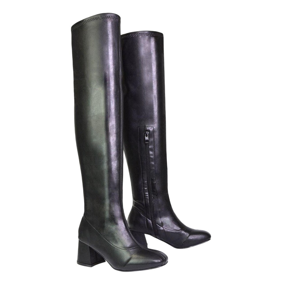 Black - Front - XY London Womens-Ladies Emmett Knee-High Boots