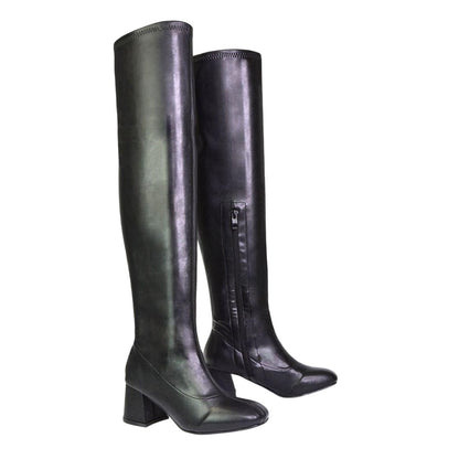 Black - Front - XY London Womens-Ladies Emmett Knee-High Boots