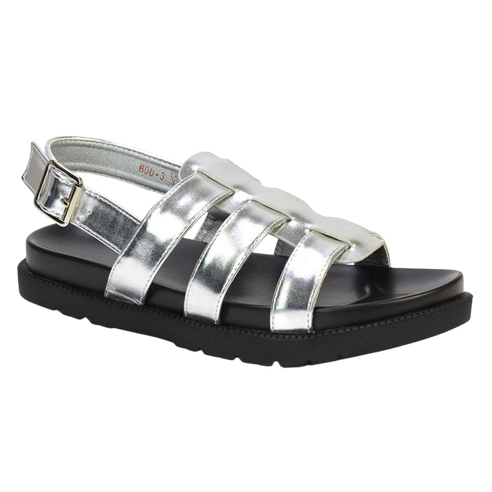 Metallic Silver - Lifestyle - XY London Womens-Ladies Gayna Strappy Sling Back Sandals