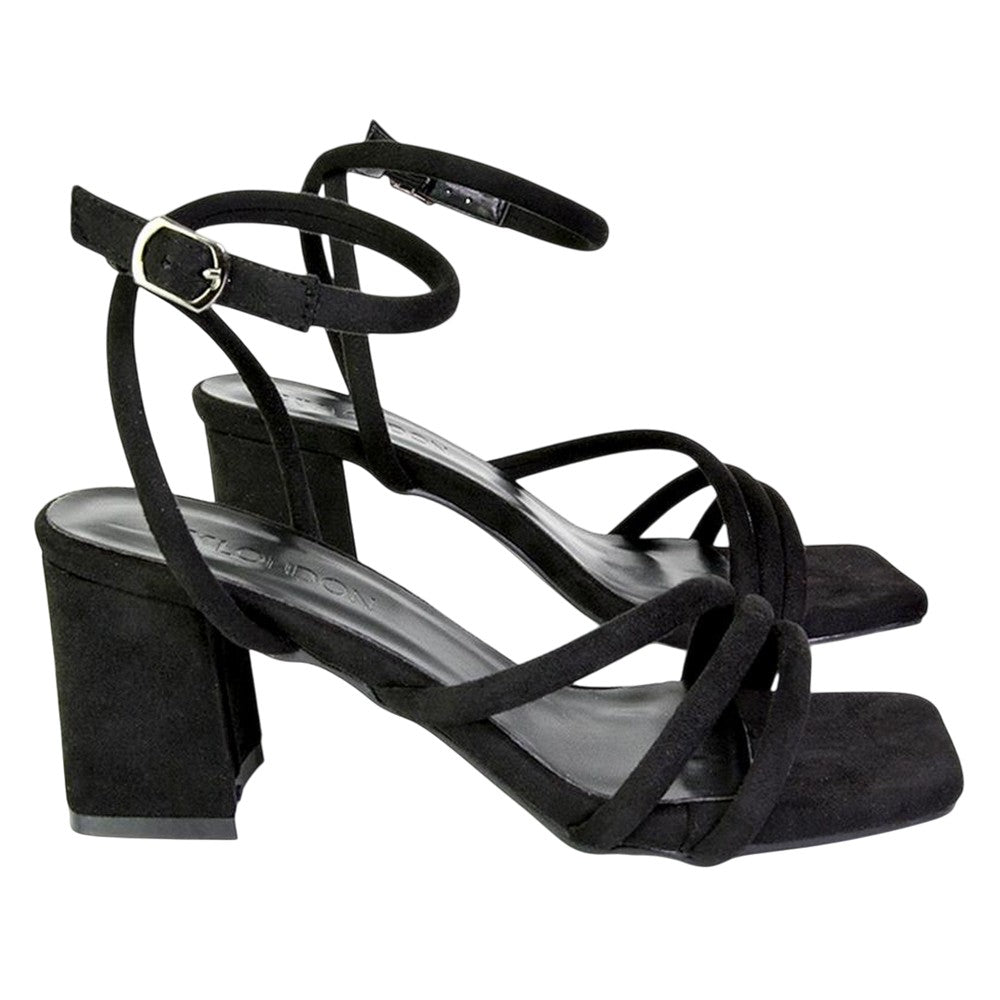 Jet Black - Lifestyle - XY London Womens-Ladies Trixie Mid Block Heel Sandals