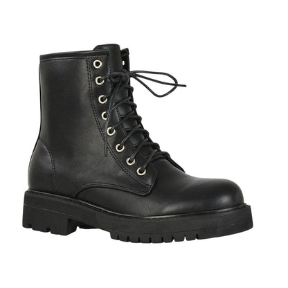 Black - Lifestyle - XY London Womens-Ladies Hermoine Low Block Heel Biker Boots