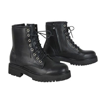 Black - Pack Shot - XY London Womens-Ladies Hermoine Low Block Heel Biker Boots