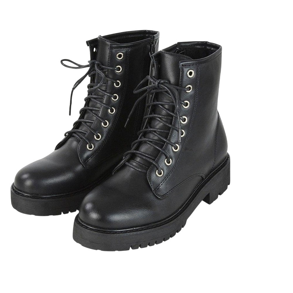 Black - Front - XY London Womens-Ladies Hermoine Low Block Heel Biker Boots