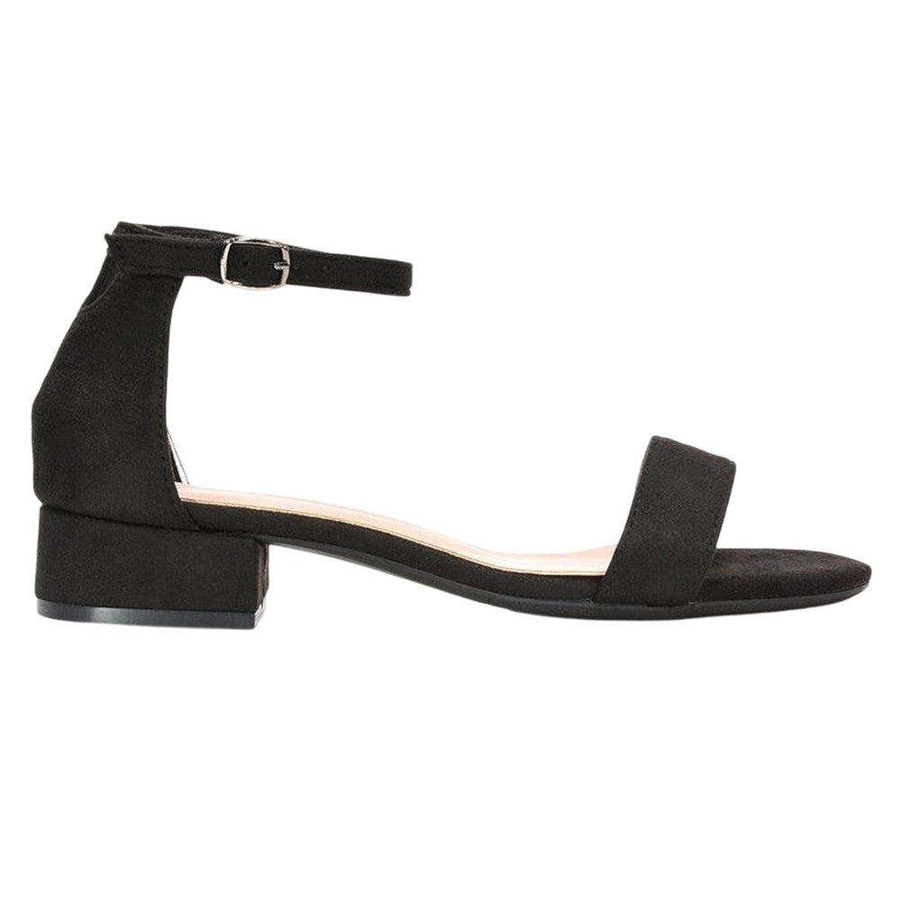 Jet Black - Side - XY London Womens-Ladies Tate Summer Low Block Heel Sandals