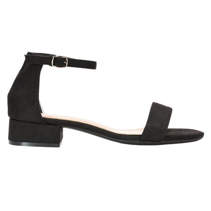 Jet Black - Side - XY London Womens-Ladies Tate Summer Low Block Heel Sandals