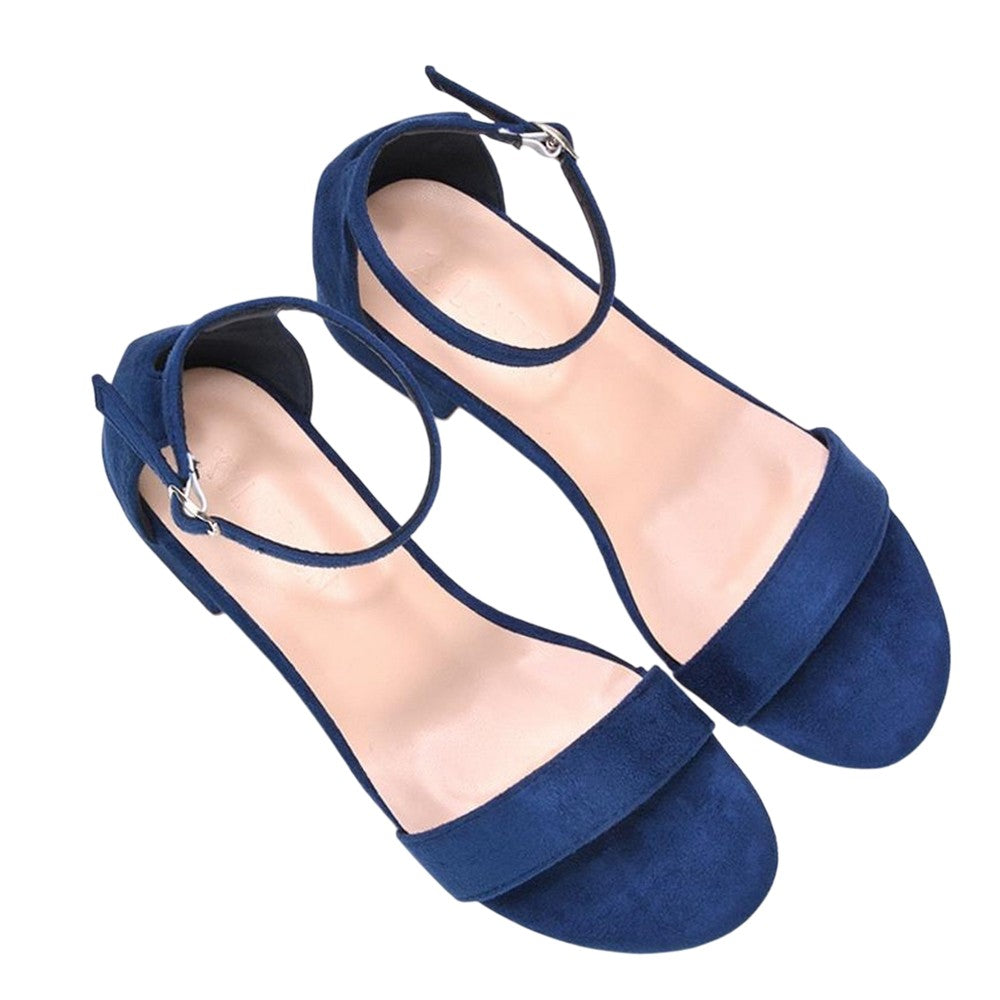 Navy - Close up - XY London Womens-Ladies Tate Summer Low Block Heel Sandals