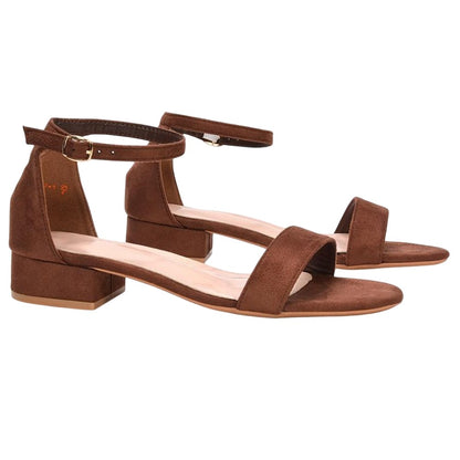 Brown - Pack Shot - XY London Womens-Ladies Tate Summer Low Block Heel Sandals