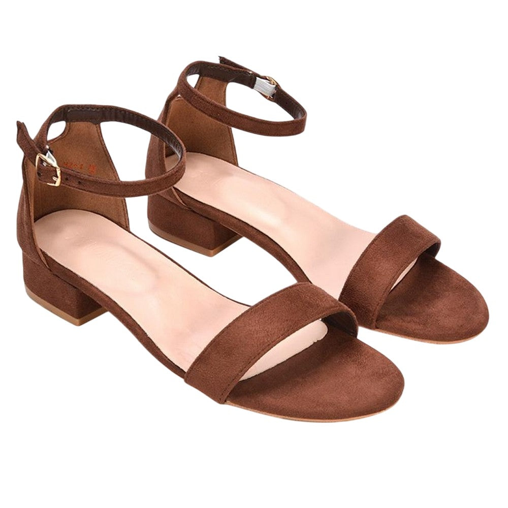 Brown - Front - XY London Womens-Ladies Tate Summer Low Block Heel Sandals