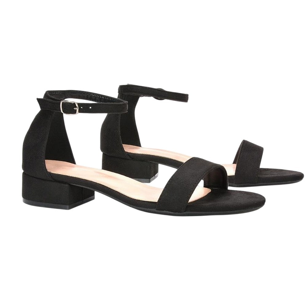 Jet Black - Pack Shot - XY London Womens-Ladies Tate Summer Low Block Heel Sandals