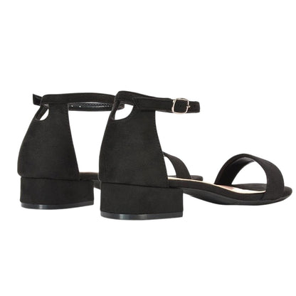 Jet Black - Back - XY London Womens-Ladies Tate Summer Low Block Heel Sandals