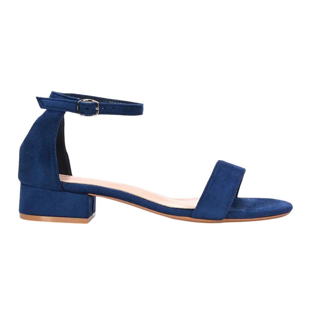 Navy - Side - XY London Womens-Ladies Tate Summer Low Block Heel Sandals