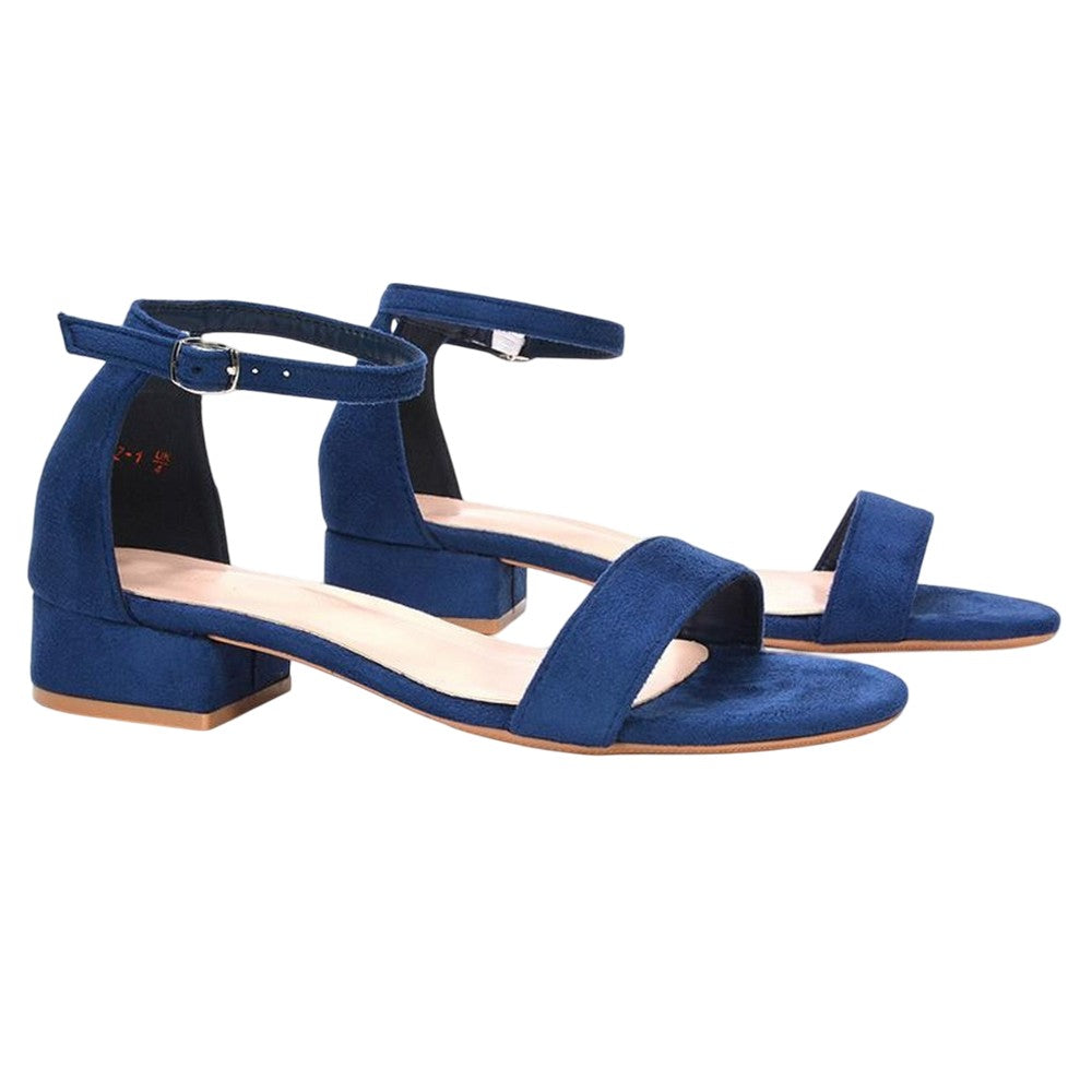 Navy - Pack Shot - XY London Womens-Ladies Tate Summer Low Block Heel Sandals