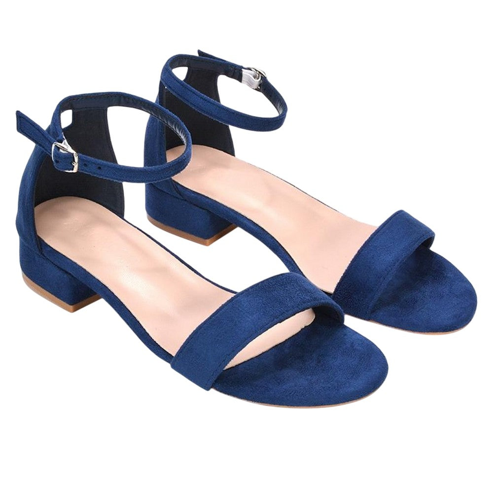 Navy - Front - XY London Womens-Ladies Tate Summer Low Block Heel Sandals