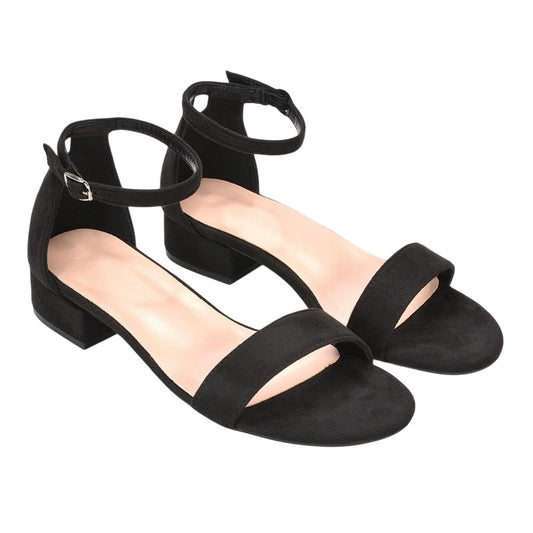 Jet Black - Front - XY London Womens-Ladies Tate Summer Low Block Heel Sandals