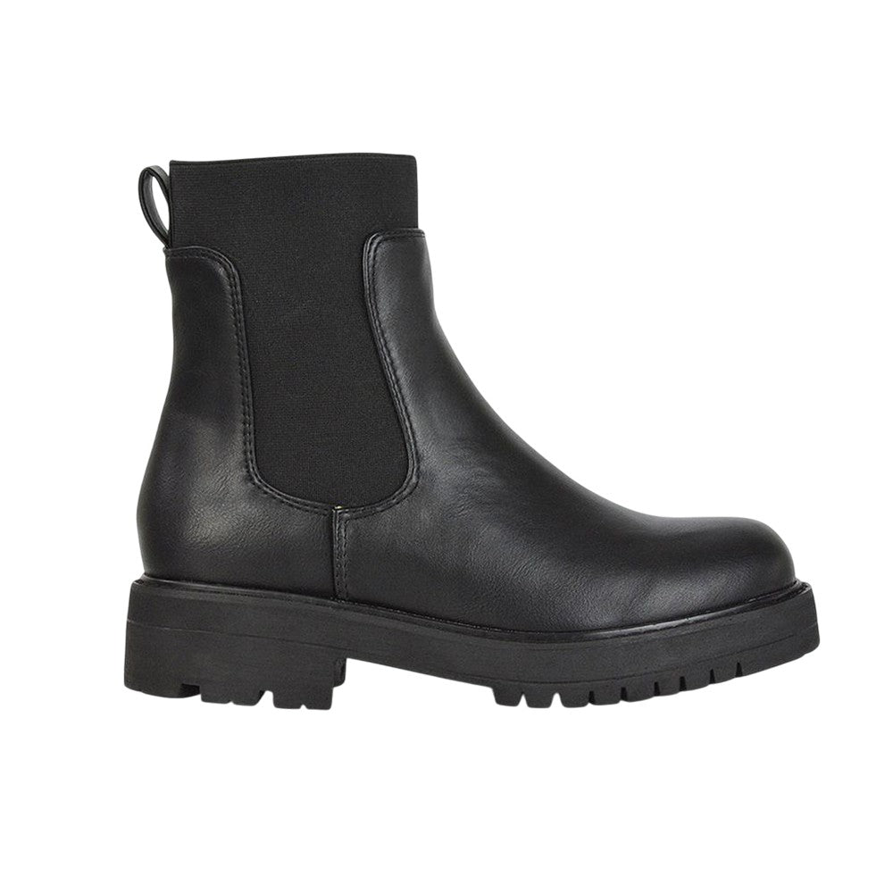 Black - Side - XY London Womens-Ladies Karev Chunky Ankle Chelsea Boots