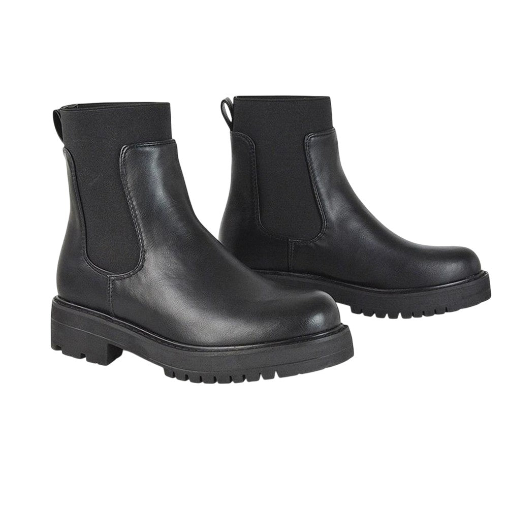 Black - Pack Shot - XY London Womens-Ladies Karev Chunky Ankle Chelsea Boots