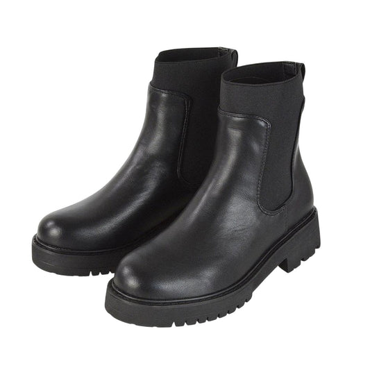 Black - Front - XY London Womens-Ladies Karev Chunky Ankle Chelsea Boots