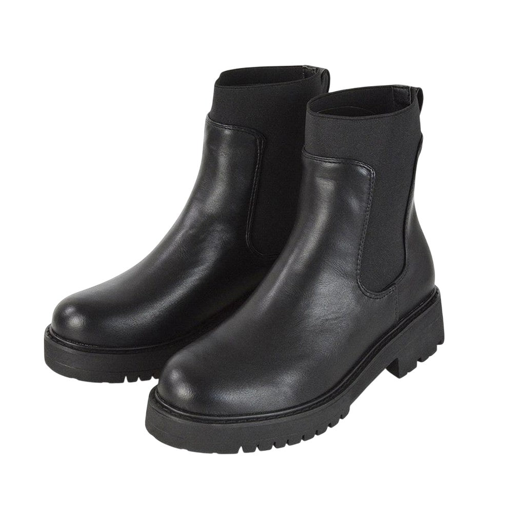 Black - Front - XY London Womens-Ladies Karev Chunky Ankle Chelsea Boots