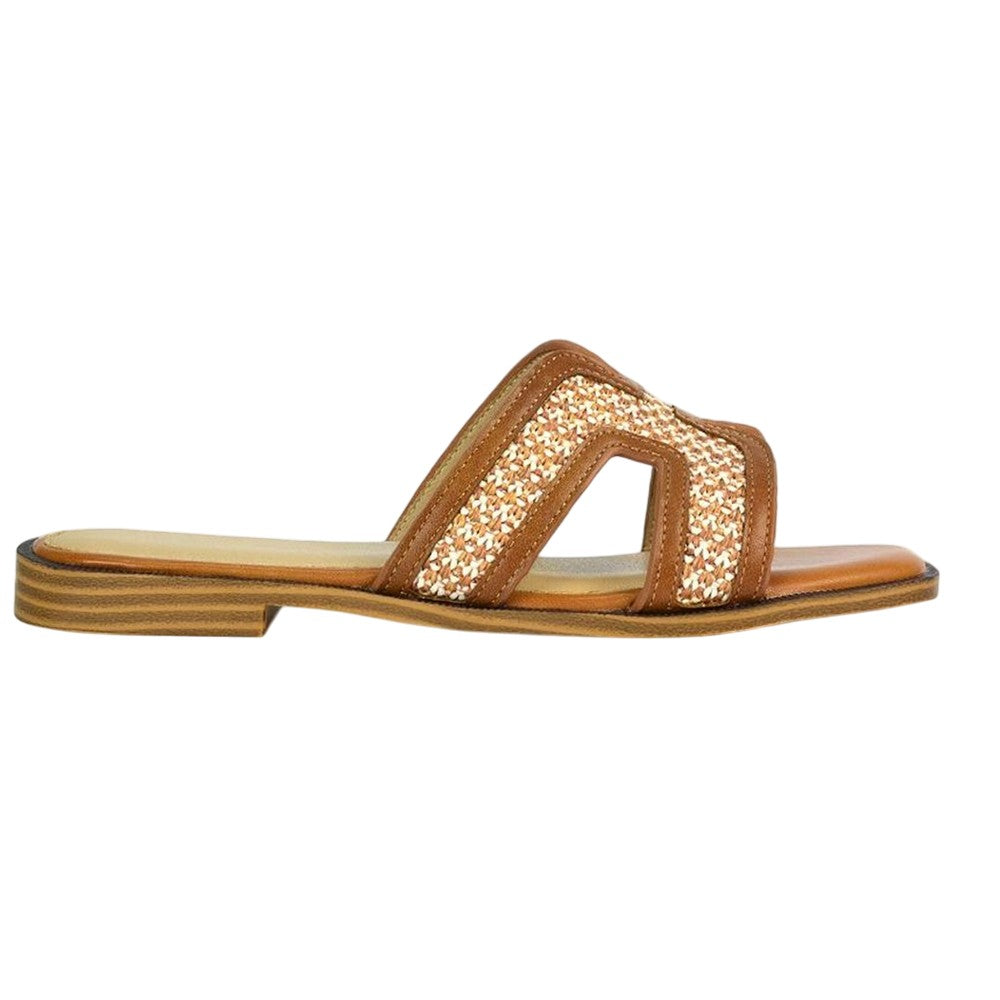 Camel - Back - XY London Womens-Ladies Lola Cut Out Strap Slip-on Sandals